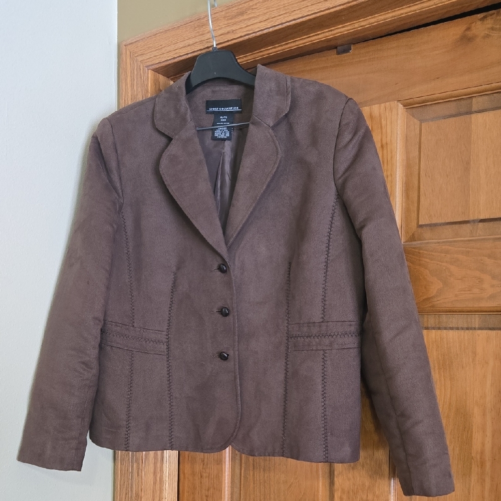 Sport Collection Ladies Brown Suede-Look Blazer Jacket